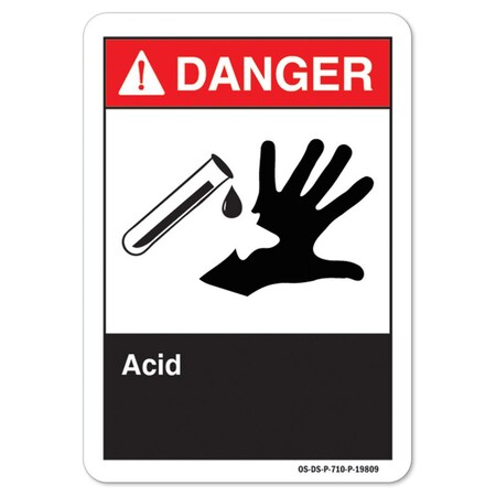 Signmission ANSI Danger, 7" Height, 10" Width, Aluminum, 7" H, 10" W, Landscape, Acid, Acid OS-DS-A-710-L-19809